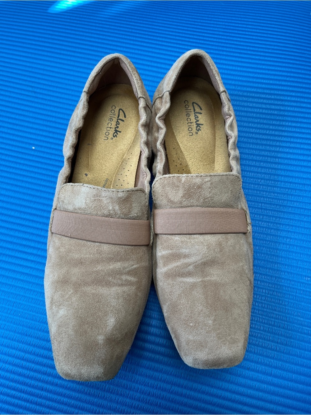 Clarks Taupe Suede Slip-On Loafers - Women's